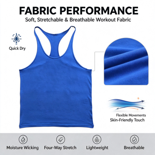 Ohsure Wholesale Men Y-Back Stringer Gym Tank Top | Custom OEM ODM Workout Sleeveless Muscle Tank for Bodybuilding