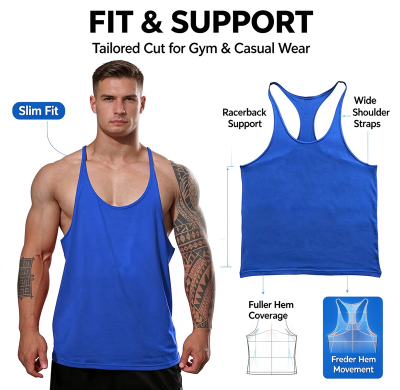 Ohsure Wholesale Men Y-Back Stringer Gym Tank Top | Custom OEM ODM Workout Sleeveless Muscle Tank for Bodybuilding
