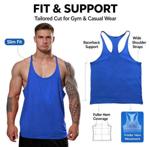 Ohsure Wholesale Men Y-Back Stringer Gym Tank Top | Custom OEM ODM Workout Sleeveless Muscle Tank for Bodybuilding