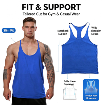 Ohsure Wholesale Men Y-Back Stringer Gym Tank Top | Custom OEM ODM Workout Sleeveless Muscle Tank for Bodybuilding