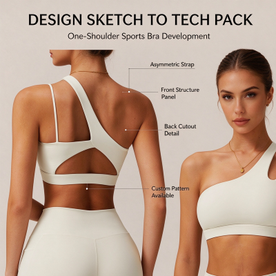 Ohsure Custom Asymmetrical Cutout Sports Bra | OEM ODM One Shoulder Yoga Bra For Women, High Support Workout Activewear