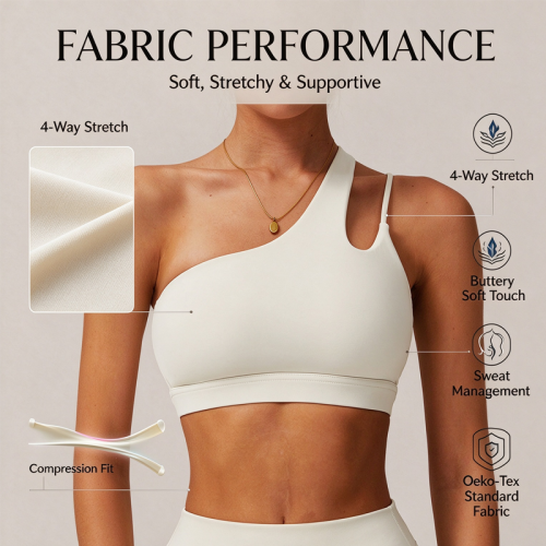Ohsure Custom Asymmetrical Cutout Sports Bra | OEM ODM One Shoulder Yoga Bra For Women, High Support Workout Activewear