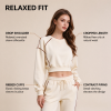 Custom Women's Cropped Sweatshirt Manufacturer | Oversized Drop Shoulder Contrast Stitching Pullover OEM & Private Label