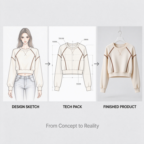 Custom Women's Cropped Sweatshirt Manufacturer | Oversized Drop Shoulder Contrast Stitching Pullover OEM & Private Label
