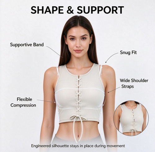 Custom Women's Lace-Up Sleeveless Crop Tank Top | OEM Private Label Manufacturer