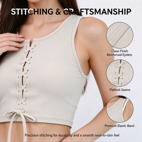 Custom Women's Lace-Up Sleeveless Crop Tank Top | OEM Private Label Manufacturer