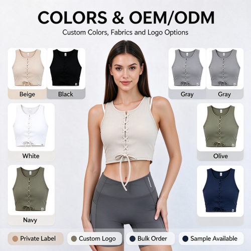 Custom Women's Lace-Up Sleeveless Crop Tank Top | OEM Private Label Manufacturer