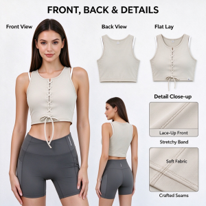 Custom Women's Lace-Up Sleeveless Crop Tank Top | OEM Private Label Manufacturer