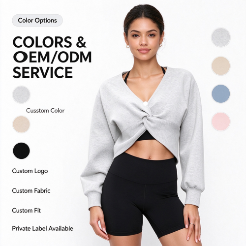 Custom Women's Cropped Sweatshirt Manufacturer | Oversized Drop Shoulder Contrast Stitching Pullover OEM & Private Label