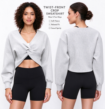 Custom Women's Cropped Sweatshirt Manufacturer | Oversized Drop Shoulder Contrast Stitching Pullover OEM & Private Label