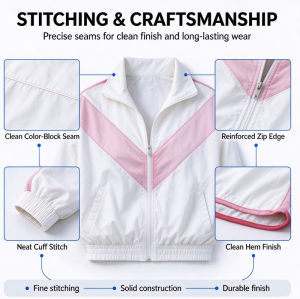Custom Women's Color Block Windbreaker Jacket – Oversized Zip Up Sports Jacket Manufacturer