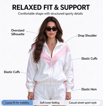 Custom Women's Color Block Windbreaker Jacket – Oversized Zip Up Sports Jacket Manufacturer