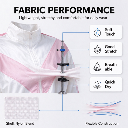 Custom Women's Color Block Windbreaker Jacket – Oversized Zip Up Sports Jacket Manufacturer