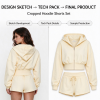 Custom Women's Cropped Zip-Up Hoodie and Shorts Set | OEM Private Label Manufacturer