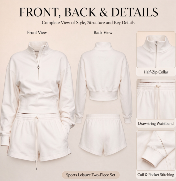 Custom Women's Half Zip Cropped Sweatshirt and Shorts Set – OEM Private Label Activewear Manufacturer