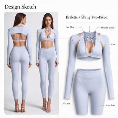 Custom Women's Long Sleeve Shrug & Bralette Set – OEM Private Label Activewear Manufacturer