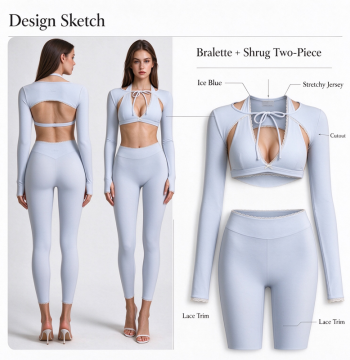 Custom Women's Long Sleeve Shrug & Bralette Set – OEM Private Label Activewear Manufacturer