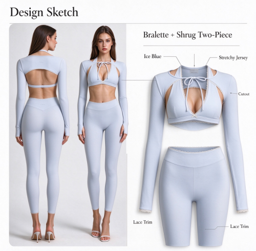 Custom Women's Long Sleeve Shrug & Bralette Set – OEM Private Label Activewear Manufacturer