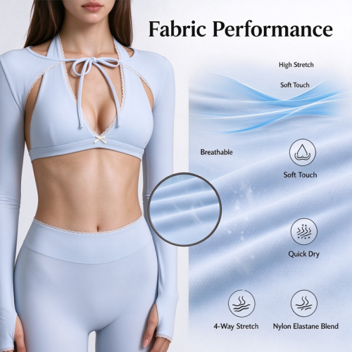 Custom Women's Long Sleeve Shrug & Bralette Set – OEM Private Label Activewear Manufacturer