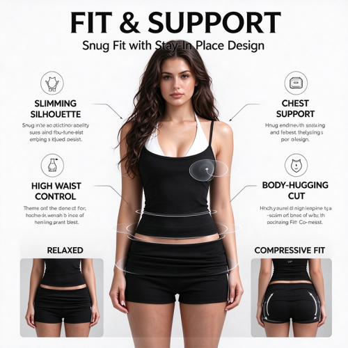 Custom Women's Spaghetti Strap Tank Top & High Waist Shorts Set | OEM Activewear Manufacturer