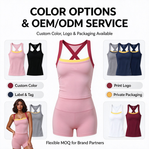 Custom Women's Cross Back Tank Top and High Waist Biker Shorts Activewear Set – OEM/ODM Manufacturer