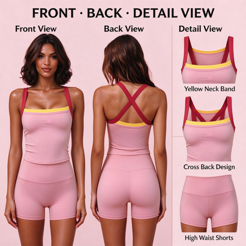 Custom Women's Cross Back Tank Top and High Waist Biker Shorts Activewear Set – OEM/ODM Manufacturer
