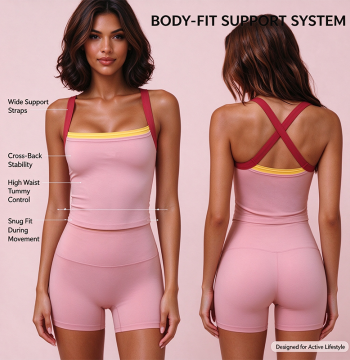 Custom Women's Cross Back Tank Top and High Waist Biker Shorts Activewear Set – OEM/ODM Manufacturer