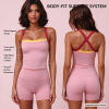 Custom Women's Cross Back Tank Top and High Waist Biker Shorts Activewear Set – OEM/ODM Manufacturer