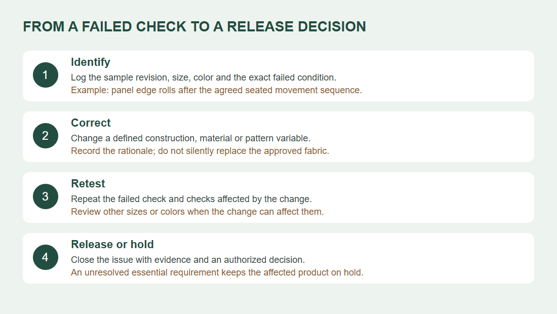FROM A FAILED CHECK TO A RELEASE DECISION: Identify; Correct; Retest; Release or hold