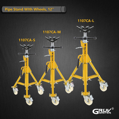 Soporte de tubo con cabezal de bola simple y ruedas de 12 pulgadas 1107CA