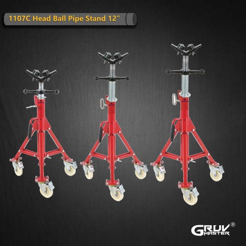 Soporte de tubo con cabezal de bola simple y ruedas de 12 pulgadas 1107CB