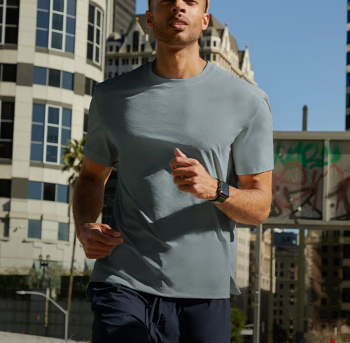 Customized Fast Dry T-shirt For Men| Casual Outdoor Sports Wear Supplier| Circle Collar Gym T-shirt