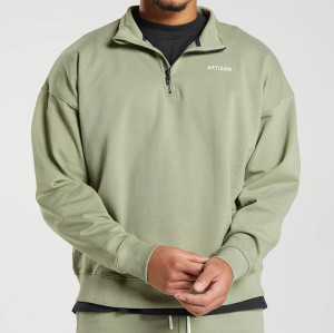 Customize 1/4 Quarter Zip Long Sleeve Sweatshirts Printing Logo Men Pullover Hoodies Vendors