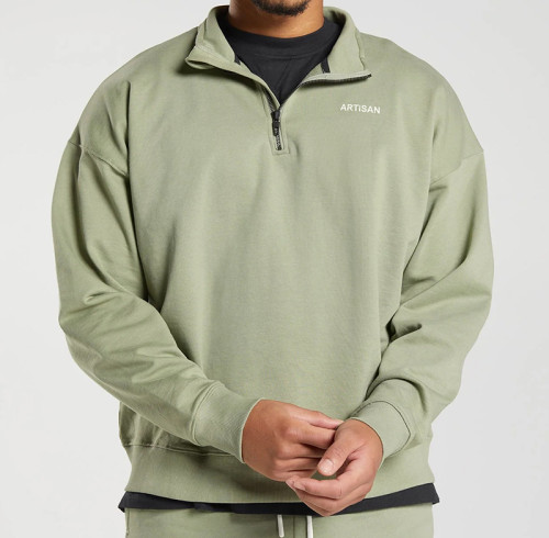 Customize 1/4 Quarter Zip Long Sleeve Sweatshirts Printing Logo Men Pullover Hoodies Vendors