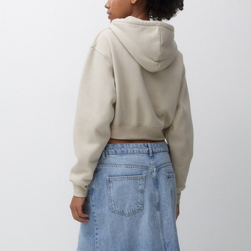 Custom Women Crop Top Sweatshirts Embroidery Cropped Hoodie Manufacturer