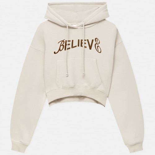 Custom Women Crop Top Sweatshirts Embroidery Cropped Hoodie Manufacturer