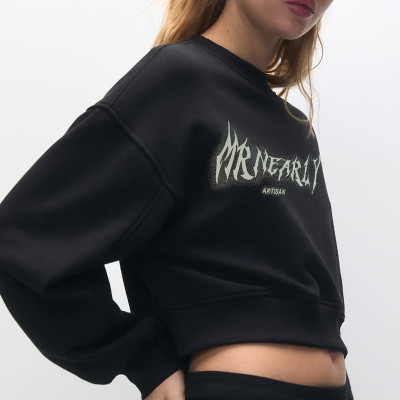 Custom Manufacturer Cropped Crew Neck Printing Sweatshirts Fo Women