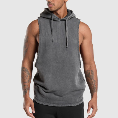 Custom Tank Tops Sleeveless Training Hoodie Cotton Jogger Workout Gym Hoodies Manufacturer