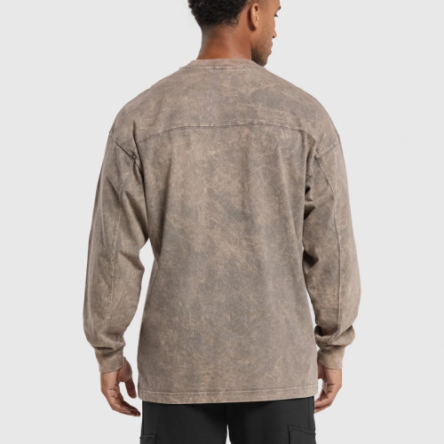 Custom Manufacturer Embroidery Logo Men Vintage Acid Wash Crew Neck T-shirt