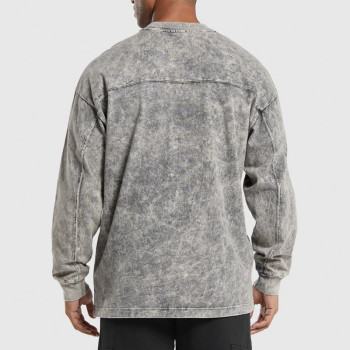 Custom Manufacturer Embroidery Logo Men Vintage Acid Wash Crew Neck T-shirt