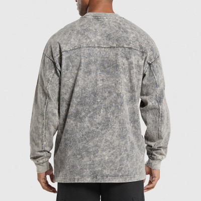 Custom Manufacturer Embroidery Logo Men Vintage Acid Wash Crew Neck T-shirt