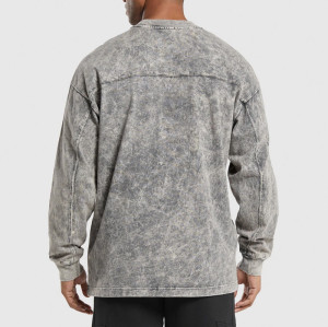 Custom Manufacturer Embroidery Logo Men Vintage Acid Wash Crew Neck T-shirt