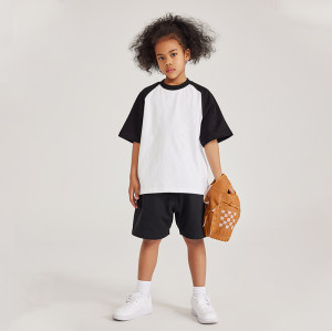 Custom Spliced ​​Raglan Children's Short Sleeve T-Shirt | High Quality 100% Cotton T-Shirt Unisex Manufacturer | Family Wear Tee Supplier
