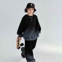 Custom 100% Cotton Gradient Tracksuit: Loose Unisex Kids & Parent-Child Two-Piece Set