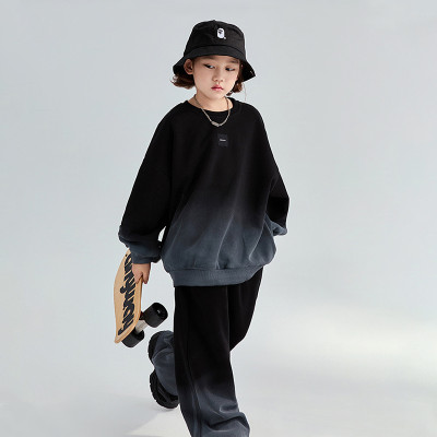 Custom 100% Cotton Gradient Tracksuit: Loose Unisex Kids & Parent-Child Two-Piece Set