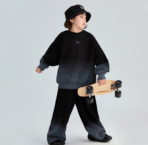 Custom Children's Gradient Color Tracksuit | Parent-Child Children's Clothing Unisex Sweatshirts | 100% Cotton Loose Children's Two-Piece Set