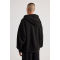 Men's Oversized Full-Zip Fleece Hoodie - Casual Black/Grey Cotton Zip Up Hooded Sweatshirt for Streetwear & Winter