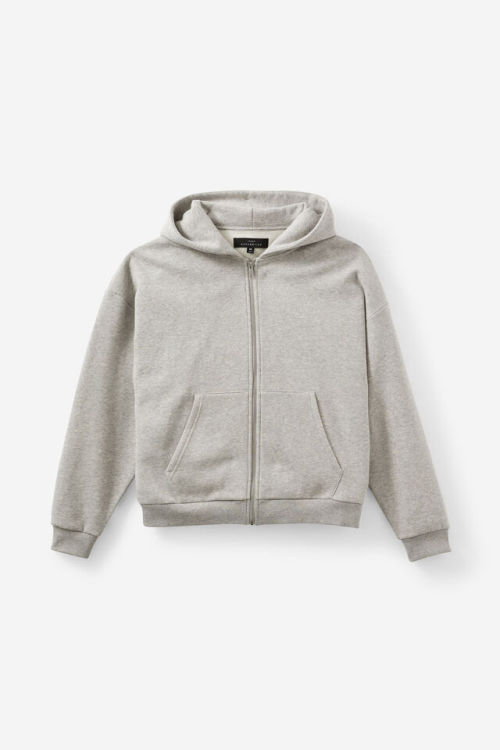 Men's Oversized Full-Zip Fleece Hoodie - Casual Black/Grey Cotton Zip Up Hooded Sweatshirt for Streetwear & Winter