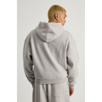 Men's Oversized Full-Zip Fleece Hoodie - Casual Black/Grey Cotton Zip Up Hooded Sweatshirt for Streetwear & Winter