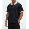 Men's Black Textured Polo Shirt with Beige Contrast Collar Short Sleeve Casual Knit Top